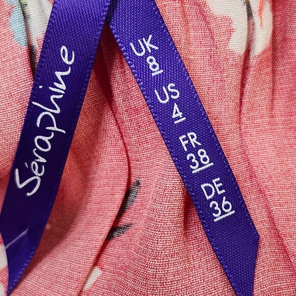 Seraphine Women's Red Floral Open Back Midi Maternity Dress W/Belt Size 4 & 8 - Picture 3 of 7